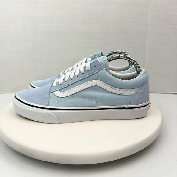 Vans Old Skool Skate Shoes Baby Blue Suede Low Top Sneakers Mens 8.5 Women 10