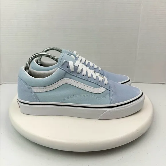 Vans Old Skool Skate Shoes Baby Blue Suede Low Top Sneakers Mens 8.5 Women 10