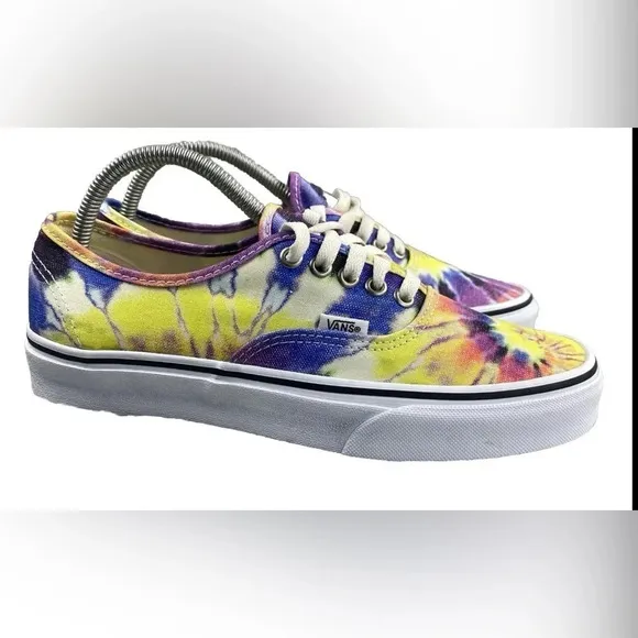 VANS SHOES Authentic Washed Tie Dye True White Womens 9.5 Skate Mens 8 Lace‎ Up