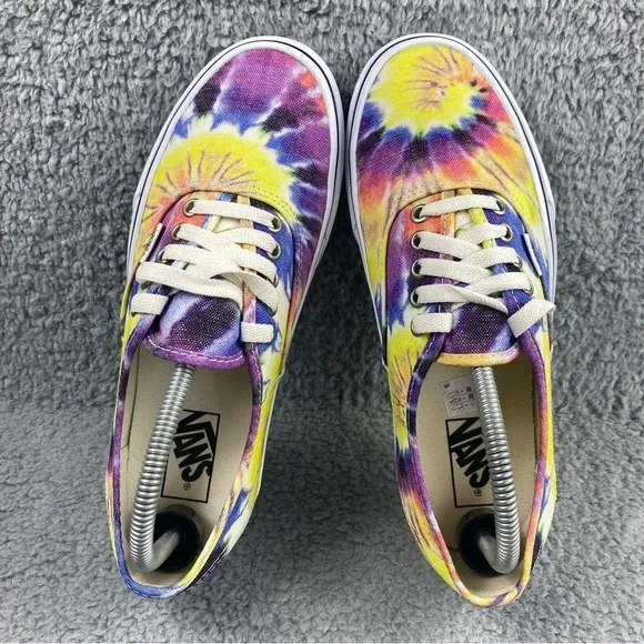 VANS SHOES Authentic Washed Tie Dye True White Womens 9.5 Skate Mens 8 Lace‎ Up
