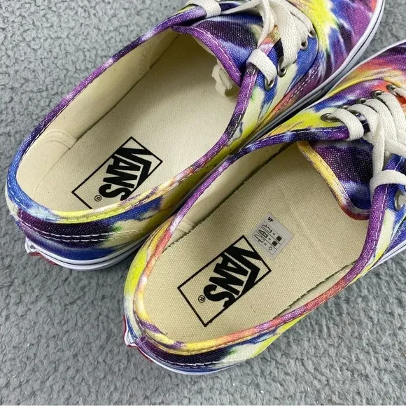 VANS SHOES Authentic Washed Tie Dye True White Womens 9.5 Skate Mens 8 Lace‎ Up