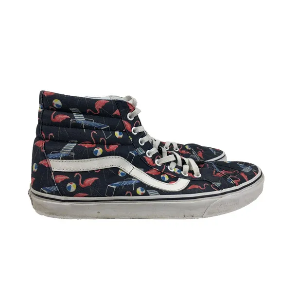Vans Shoes Size 13 Mens Flamingo Pool Summer Vacation Print Canvas High Tops