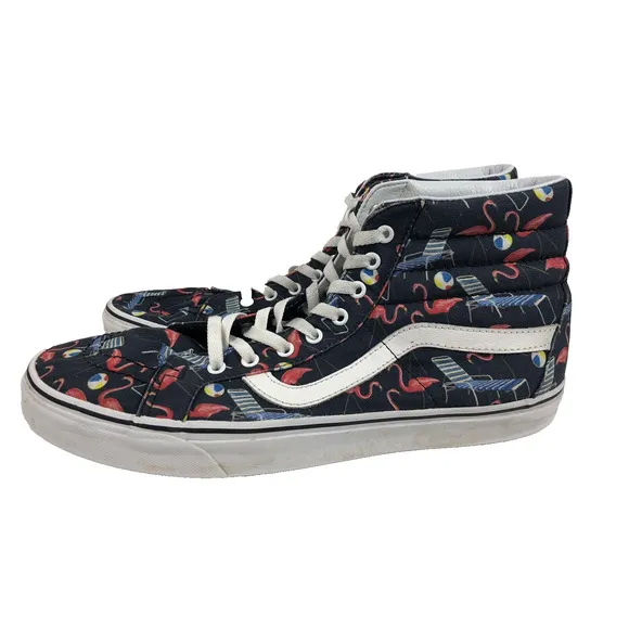 Vans Shoes Size 13 Mens Flamingo Pool Summer Vacation Print Canvas High Tops