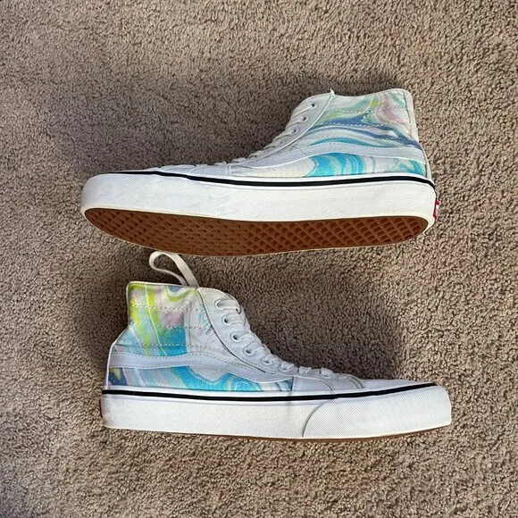 Vans SK8 Hi 138 Decon Resin Swirl/Marshmallow Skate Shoes Mens 9 Womens 10.5