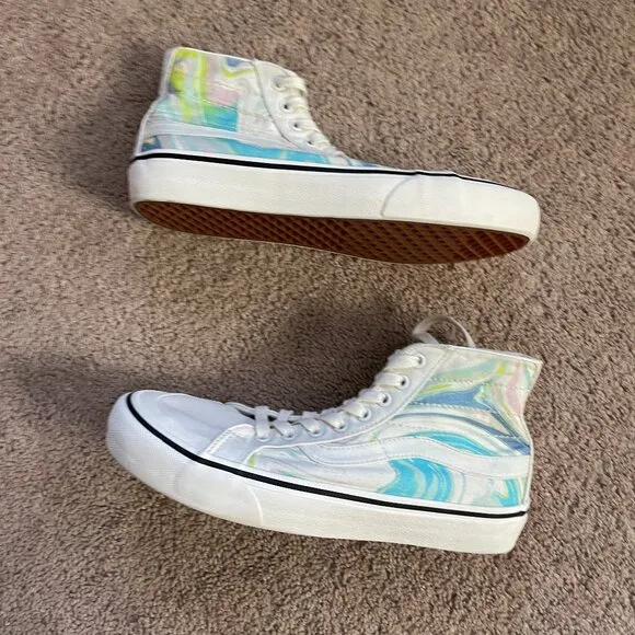Vans SK8 Hi 138 Decon Resin Swirl/Marshmallow Skate Shoes Mens 9 Womens 10.5