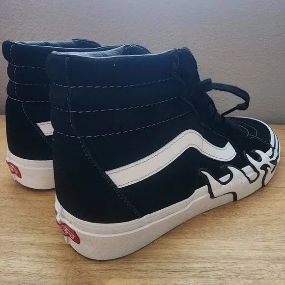 VANS Sk8-Hi Bolt Freesia/True White Suede Flame Skate Sneaker Shoes Mens 10.5