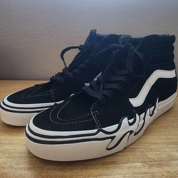 VANS Sk8-Hi Bolt Freesia/True White Suede Flame Skate Sneaker Shoes Mens 10.5