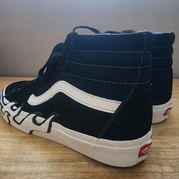 VANS Sk8-Hi Bolt Freesia/True White Suede Flame Skate Sneaker Shoes Mens 10.5