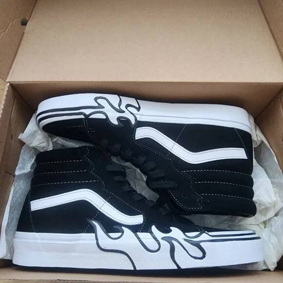 VANS Sk8-Hi Bolt Freesia/True White Suede Flame Skate Sneaker Shoes Mens 10.5