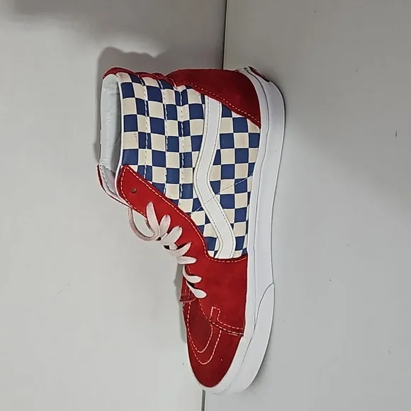 Vans SK8-HI checkered skate shoes  Men's 8 Women's 9.5 Red Blue White