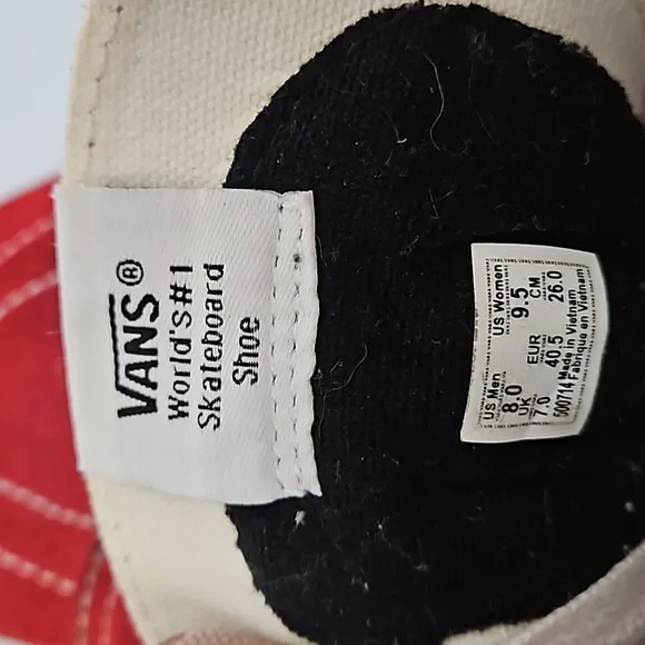Vans SK8-HI checkered skate shoes  Men's 8 Women's 9.5 Red Blue White