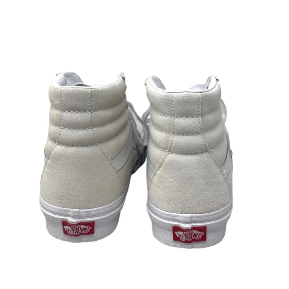 VANS Sk8-Hi Flame Suede Shoes White Gray Skate Sneakers Women's Size VN0005UJWWW