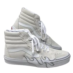 VANS Sk8-Hi Flame Suede Shoes White Gray Skate Sneakers Women's Size VN0005UJWWW
