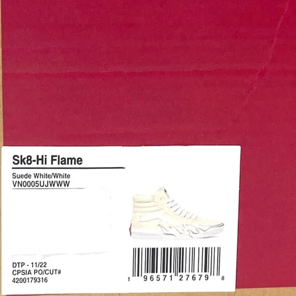VANS Sk8-Hi Flame Suede Shoes White Gray Skate Sneakers Women's Size VN0005UJWWW