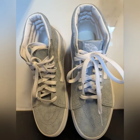Vans Sk8-Hi Pig Suede Blue White Unisex Sneakers M 6.5 W 8 Like New MSRP $84.95