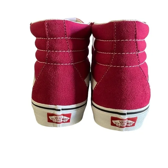 VANS Sk8-Hi Skate Shoes Cerise/True White Mens 9.5 Womens 11.0. New Without Box