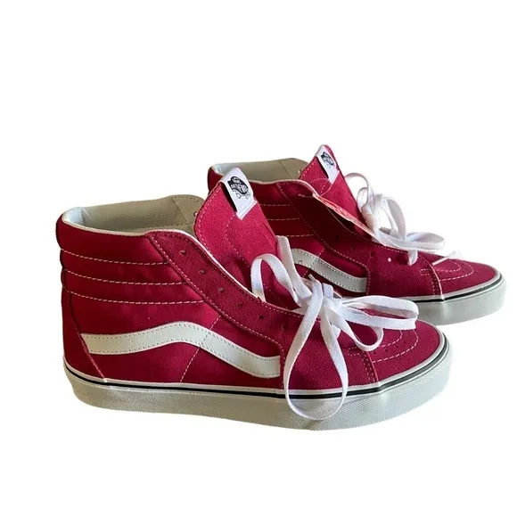 VANS Sk8-Hi Skate Shoes Cerise/True White Mens 9.5 Womens 11.0. New Without Box