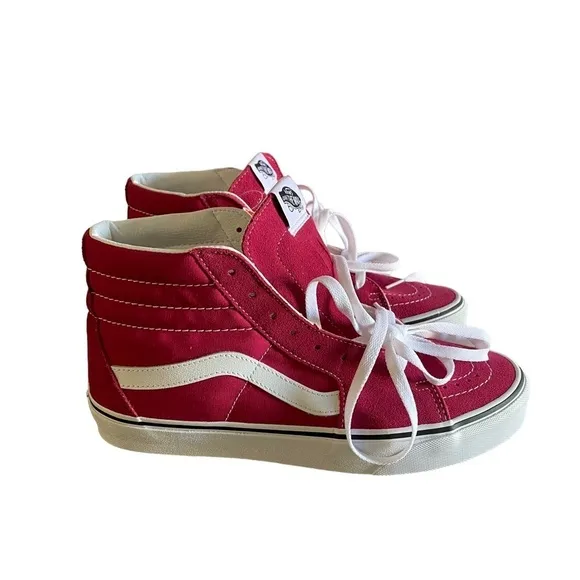 VANS Sk8-Hi Skate Shoes Cerise/True White Mens 9.5 Womens 11.0. New Without Box