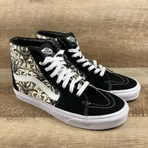 VANS Sk8-Hi Skull Tapestry Black Bone Suede Canvas Skate Shoes Womens Sz 9.5 NEW