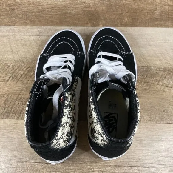 VANS Sk8-Hi Skull Tapestry Black Bone Suede Canvas Skate Shoes Womens Sz 9.5 NEW
