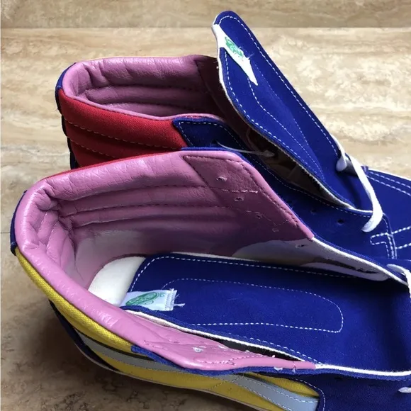 Vans SK8 Hi Sunshine Shoes Multicolor Blue Yellow Red Hi-Top Sneakers size 10