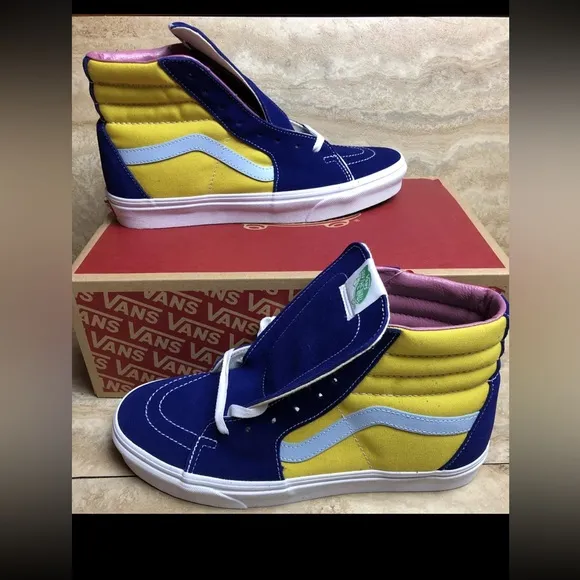 Vans SK8 Hi Sunshine Shoes Multicolor Blue Yellow Red Hi-Top Sneakers size 10
