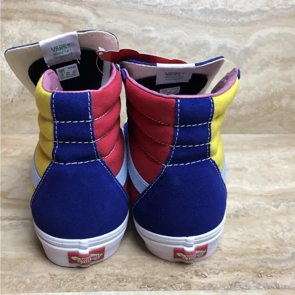Vans SK8 Hi Sunshine Shoes Multicolor Blue Yellow Red Hi-Top Sneakers size 10