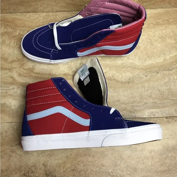 Vans SK8 Hi Sunshine Shoes Multicolor Blue Yellow Red Hi-Top Sneakers size 10