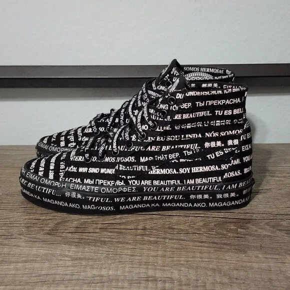 Vans Sk8-hi You Are Beautiful Women's Skate Shoes Size 7.5 Black