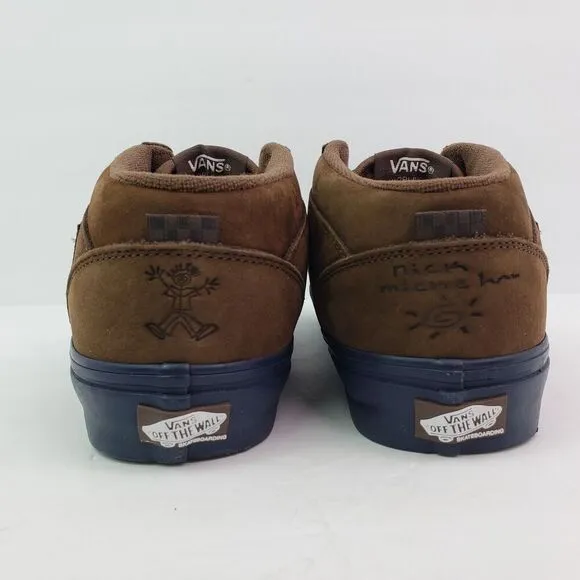 Vans Skate Half Cab Nick Michel Mens Sz 8.5 Brown Navy Suede Skate Sneaker Shoes