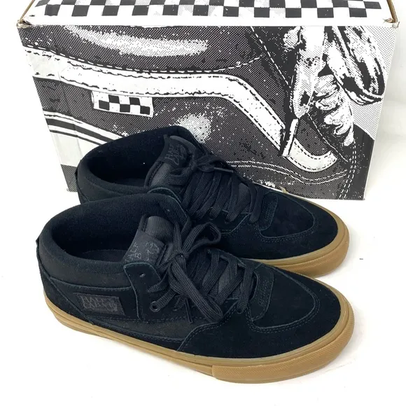 VANS Skate Half Cab Shoes Mid Top For Women Suede Sneakers Black Gum VN0A5FCDB9M