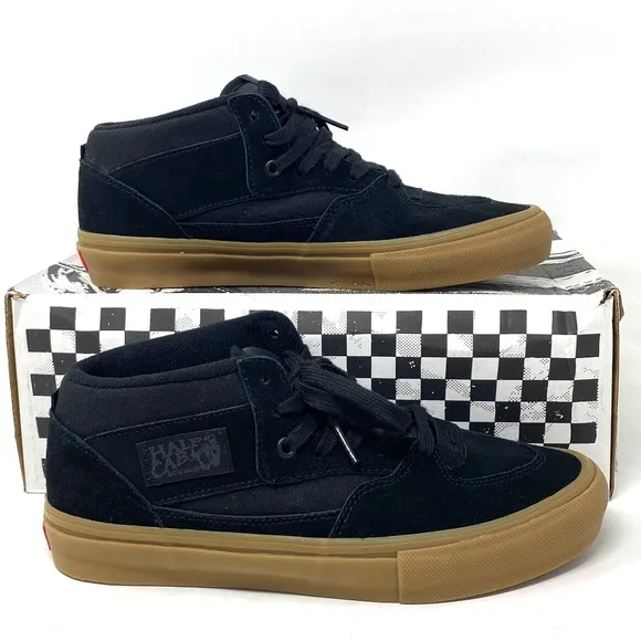 VANS Skate Half Cab Shoes Mid Top For Women Suede Sneakers Black Gum VN0A5FCDB9M