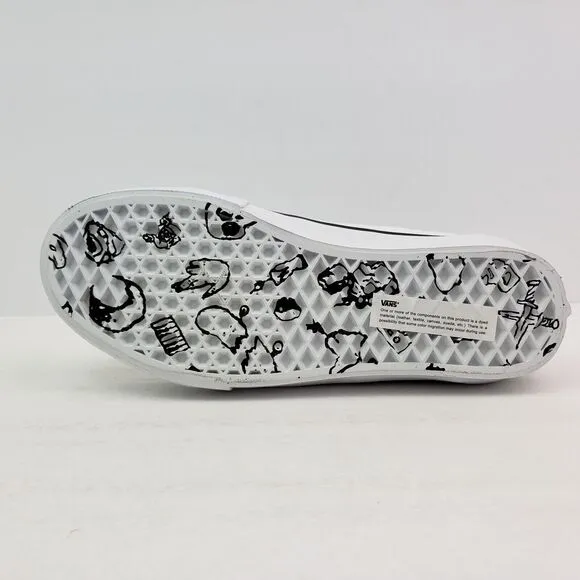 Vans Skate Old Skool Doodle Mens Sz 8 Zumiez White Black Low Skate Sneaker Shoes