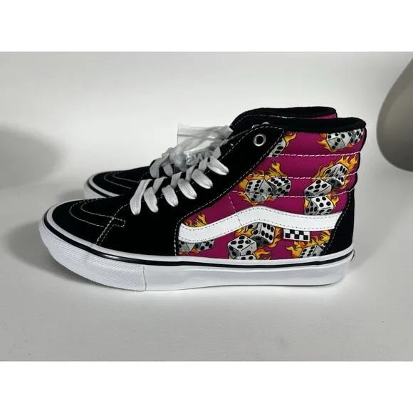 Vans Skate Sk8-Hi Fuchsia Fedora Dice Flame Sz Men’s 8.5 Women’s 10 Gamble Y2K