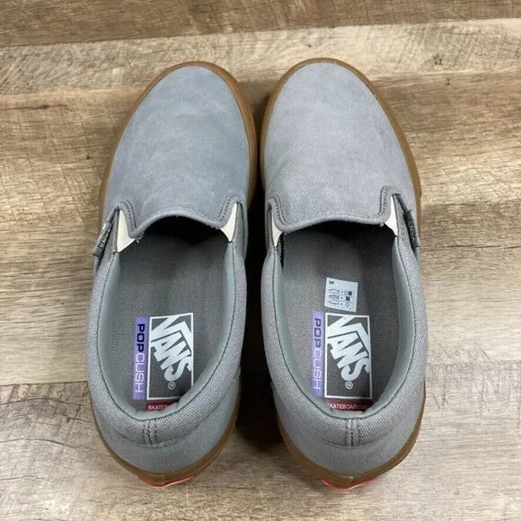 VANS Skate Slip On Grey Gum Classic Skate Shoes Sneakers Mens 8 Womens 9.5 NEW