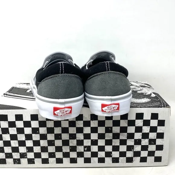 VANS Skate Slip On Shoes Suede Low Top Black Gray For Men Sneakers VN0A5FCAN42