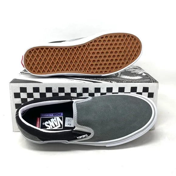 VANS Skate Slip On Shoes Suede Low Top Black Gray For Men Sneakers VN0A5FCAN42