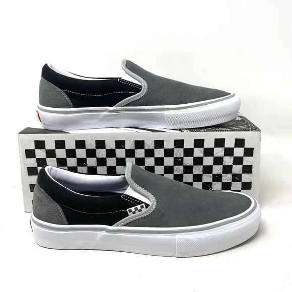 VANS Skate Slip On Shoes Suede Low Top Black Gray For Men Sneakers VN0A5FCAN42