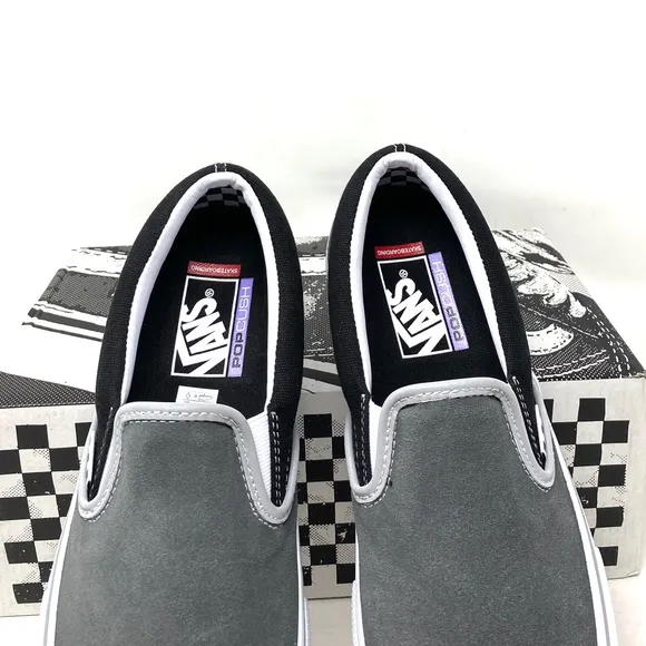 VANS Skate Slip On Shoes Suede Low Top Black Gray For Men Sneakers VN0A5FCAN42