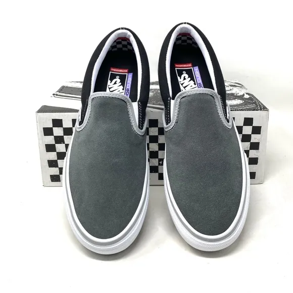 VANS Skate Slip On Shoes Suede Low Top Black Gray For Men Sneakers VN0A5FCAN42