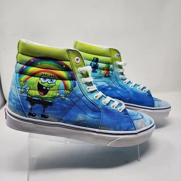 Vans Skateboard Shoes Mens 11 Blue Sk8 Hi Top Sponge Bob Skate Sneakers