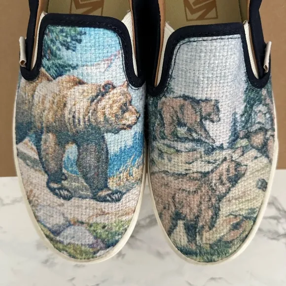 Vans Slip On Shoes Cali Tapestry Forest Bears Skate Sneakers Sz 6.5/ Women Sz 8