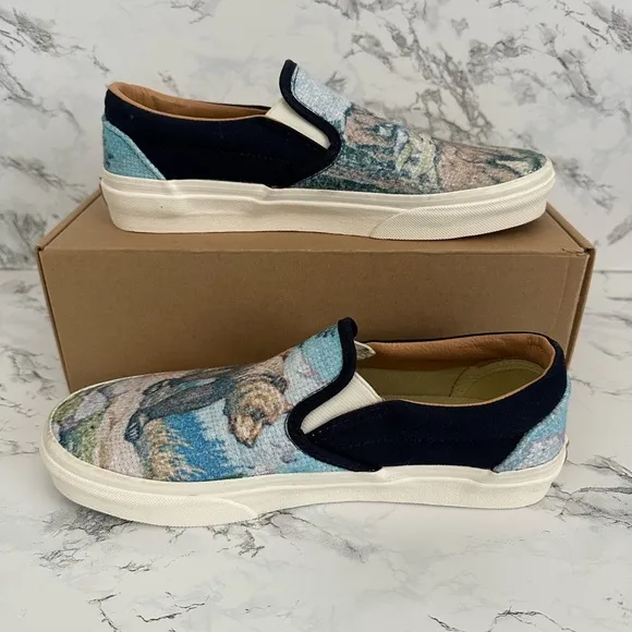 Vans Slip On Shoes Cali Tapestry Forest Bears Skate Sneakers Sz 6.5/ Women Sz 8