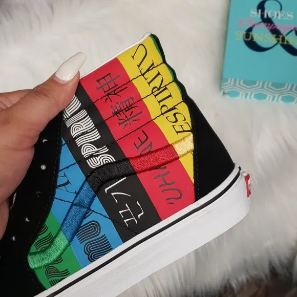 Vans spirit hi top black  Red Yellow