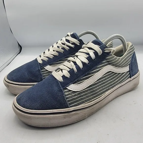 VANS Stripe ComfyCush Old Skool Mens 9 - Womens 10.5 Blue Skate Causal Shoes