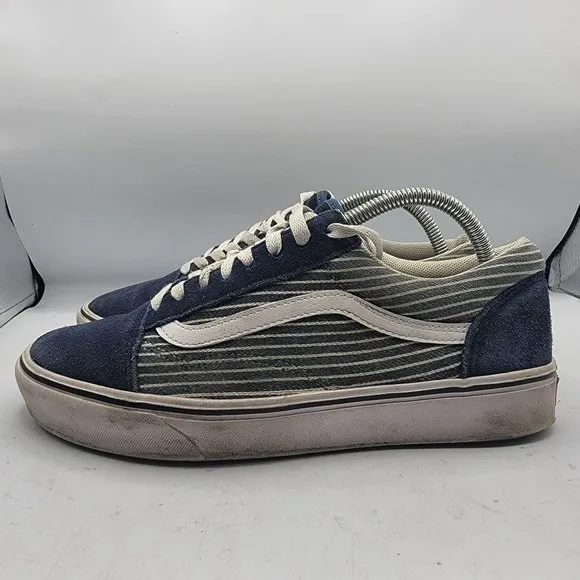 VANS Stripe ComfyCush Old Skool Mens 9 - Womens 10.5 Blue Skate Causal Shoes