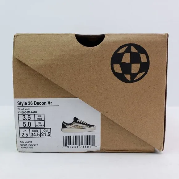 Vans Style 36 Decon Vr Womens Size 5 Floral Low Skate Sneaker Shoes VN0A5JMA448