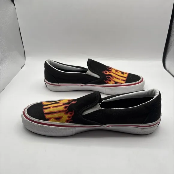 Vans Thrasher  slip on pro mens size 7.5 shoes black flame skate sneakers