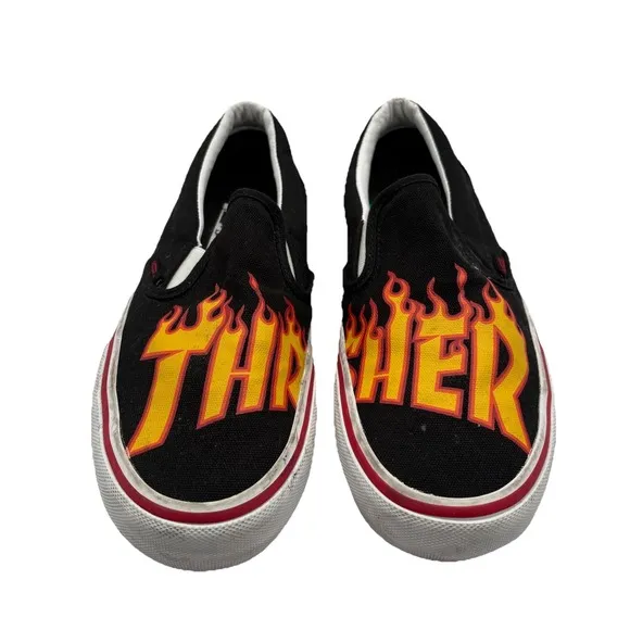 Vans Thrasher  slip on pro mens size 7.5 shoes black flame skate sneakers