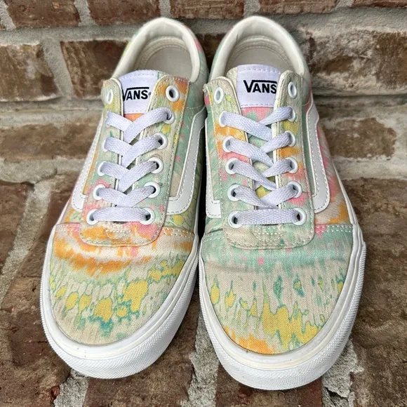 Vans Ward Psychedelic Tie Dye Pastel Multicolor Lace-up Skate Shoes, Size 7